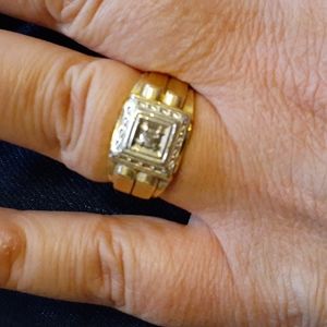 14k solid 2tone gold diamond wedding ring 8.25 (7g) scrap or wear gender neutral